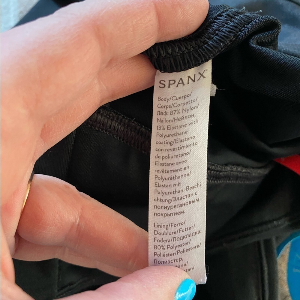 SPANX Black Faux Leather Leggings Pants - Picture 16 of 16